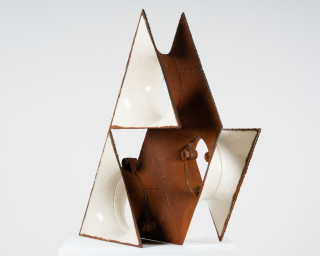 James Angus Ghost Ship, 2025; steel, enamel paint; 105 x 91 x 40 cm; enquire