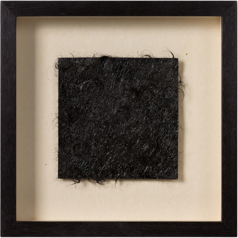 Kirtika Kain unfurls, 2019; tar, human hair, copper; 34 x 34 cm; enquire
