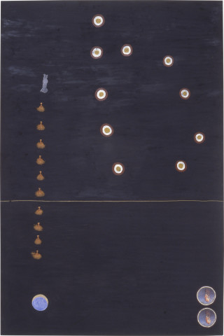 Fiona Foley Maradjirri - two, 1989; acrylic, pastel, pencil, collage and ink on paper; 152 x 102 cm; enquire