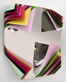 Jim Lambie Metal Box (Antofagasta), 2024; polished steel and aluminium sheets,
gloss paint; 80 x 80 x 12 cm; enquire