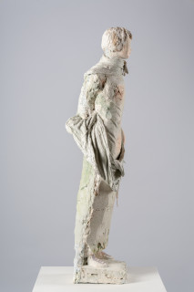 Linda Marrinon Winter, 2025; tinted and painted plaster with muslin; 100 x 36 x 24 cm; enquire