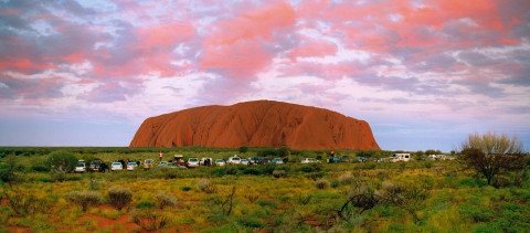 Anne Zahalka Sunset Viewing Area, Uluru, Northern Territory, 2004; type C photograph; 115 x 260 cm; Edition of 6; enquire
