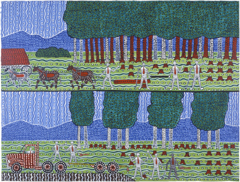 Robert Campbell Jnr Rape of the Cedar, 1987; acrylic on canvas; 91 x 120 cm; enquire