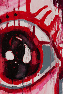 Del Kathryn Barton giant buggerlugs in the sky (detail), 2020; oil stick and gouache on paper, hand finished frame; 175 x 129 cm; enquire