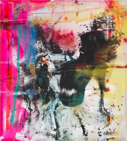 Dale Frank Graham really loved what he did for a living so much so it was embarrassing to everyone else, 2020; powder pigments in resin, epoxyglass, on Perspex; 200 x 180 cm; Enquire
