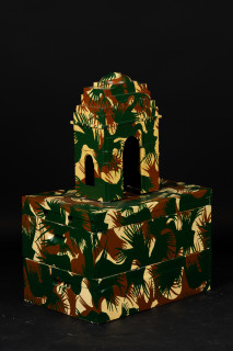 Fiona Hall The Barbarians at the Gate (detail), 2010-2026; wooden beehives, wood and metal architectural models, plastic 'action' dolls, paint; installation dimensions variable; enquire