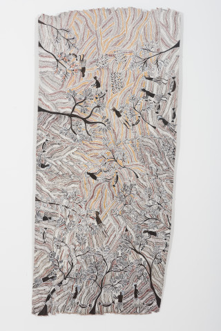 Yalmakany Marawili Goŋ-Wapitja, 2024; 3908-24; earth pigments on Stringybark; 219 x 99 cm; more info; enquire