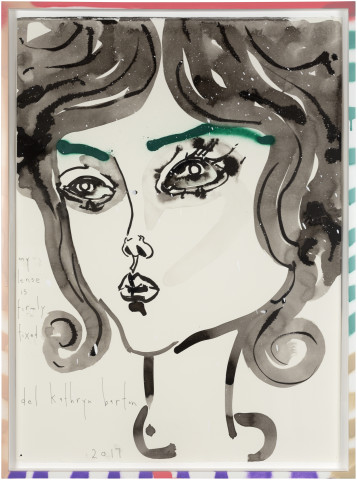 Del Kathryn Barton my lens is firmly fixed, 2017; ink and acrylic on hot press paper; 80.5 x 60.5 cm; Enquire