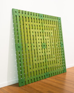 Hilarie Mais her aura, 2025; wood, oil paint; 195 x 195 cm; enquire