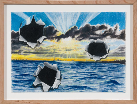 Callum Morton The Hole Story #11, 2025; pencil and gouache on paper; 30 x 42 cm; more info; enquire