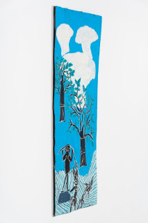 Dhambit Munuŋgurr Ŋuykal, 2024; 6637-24; acrylic on bark; 207 x 85 cm; enquire