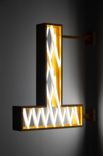 Callum Morton City Lights #6, 2026; steel, powder coating, lights; 94.5 x 84 x 15 cm; enquire