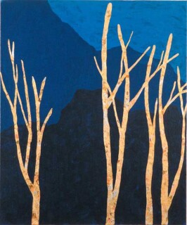 Nell Gold Trees / Blue Mountains, 2003; gold leaf & acrylic on canvas; 50.5 x 60.5 cm; enquire