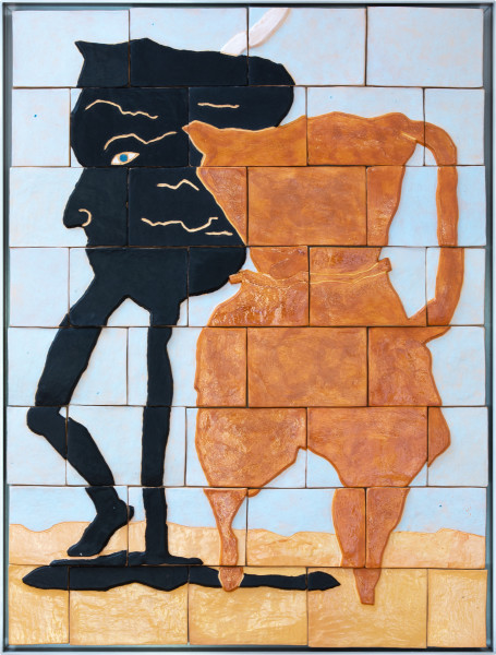 Renee So Still Life, 2022; glazed earthenware, aluminium frame; 76 x 58 x 4 cm; enquire