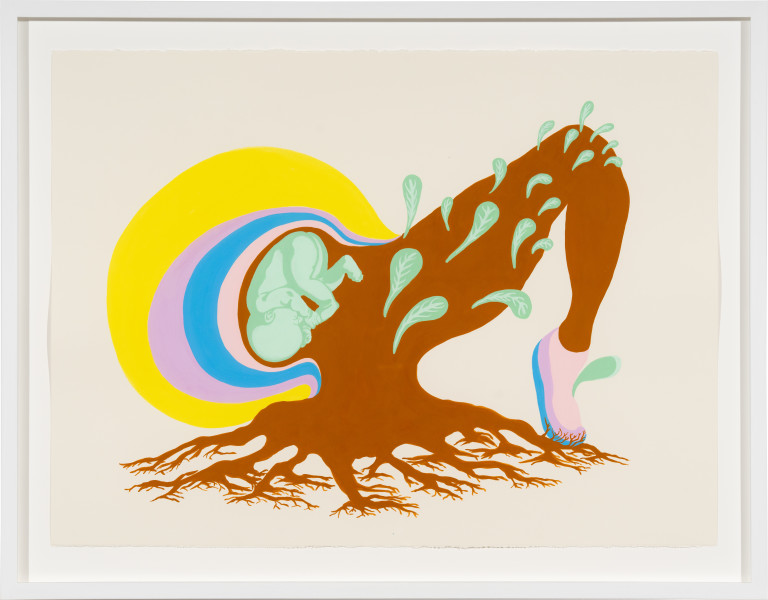 Patricia Piccinini Arboreal Offspring, 2025; acrylic on paper; 56 x 76 cm; enquire