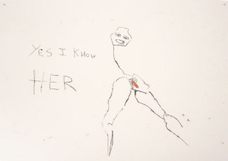 Tracey Emin Yes I know her, 2003; black and red ink on paper; 42 x 60 cm; enquire