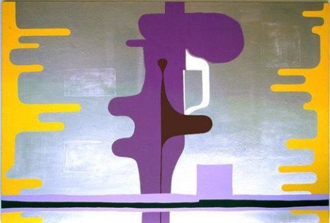 Dale Frank SOISUPPOSEAFUKS.. OUTATHEKWESTION, 2001; from the series Cat #5; acrylic paint and aluminium on canvas; 200 x 300 cm; enquire
