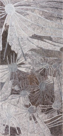 Nyapanyapa Yunupiŋu Ganyu, 2019; 4746-19; natural earth pigments on board; 240 x 111.5 cm; enquire