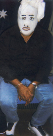 Destiny Deacon Goodie hoodie - man (B), 2007; Lightjet print from Polaroid original; 80 x 31 cm; Edition of 8 + 2 APs; enquire