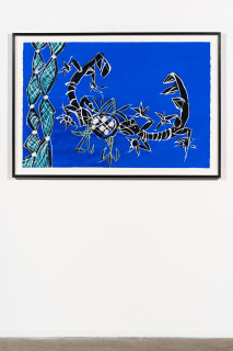 installation view; Dhambit Munuŋgurr Garraŋali, 2024; 3536-24; acrylic paint on paper; 81 x 121 cm; enquire