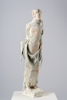 Linda Marrinon Winter, 2025; tinted and painted plaster with muslin; 100 x 36 x 24 cm; enquire
