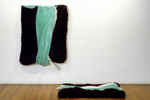 Kathy Temin Wall and Floor Problem   , 1994; synthetic fur, wood, stuffing; 132 x 100 x 45 cm; 13 x 80 x 132 cm; enquire