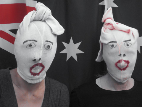 Destiny Deacon Fence sitters (B), 2007; Lightjet print from digital image; 75 x 100 cm; Edition of 8 + 2 APs; enquire