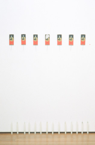 Fiona Foley Eliza's Rat Trap, 1991; 7 rat traps with collage and oil paint and wax candles; dimensions variable; enquire