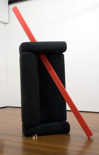 Mikala Dwyer 31, 2009; couch, wood, wine, books, paint; 260 x 170 x 70 cm; enquire