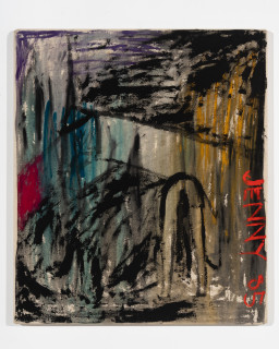 Jenny Watson Horse from the back, 1985; oil, acrylic and gouache on cotton duck; 66.5 x 57 cm; enquire