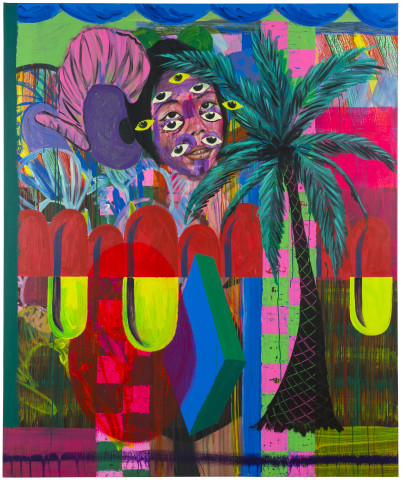 David Griggs Budda Bass Palmtree, 2017; acrylic on canvas; 183.5 x 152.5 cm; enquire