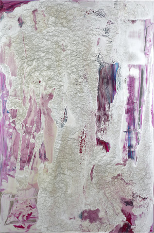 Dale Frank Munchintown 5, 2017; aluminium, silver, varnish and Epoxyglass on Perspex; 150 x 100 cm; Enquire