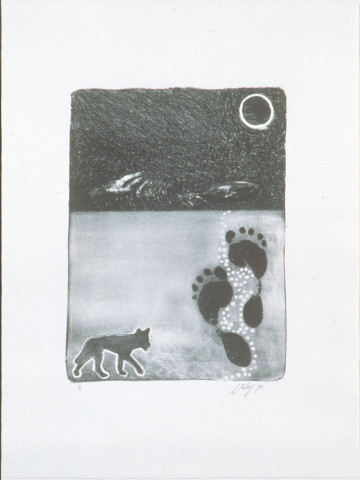 Fiona Foley Drifting Ephemerally, 1990; lithograph; 63 x 49 cm; Edition of 40; enquire
