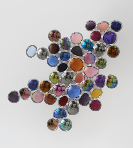 Jim Lambie Summer Daze, 2019; sunglass lens, lead came; 46 x 50 x 4.5 cm; enquire