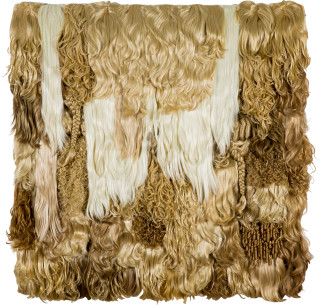 Dale Frank Saint Petersburg, 2017; Human hair wigs on Perspex; 200 x 200 cm; enquire