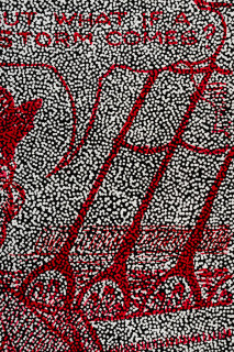 Daniel Boyd Untitled (ITYHTSTI) (detail), 2025; oil, acrylic and archival glue on canvas; diptych; 80 x 100.5cm each; enquire