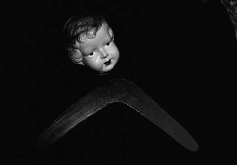 Destiny Deacon Baby Boomer, 2005; lightjet print from orthochromatic film negative; 81 x 111.2 cm; Commissioned by the Australian Centre for Contemporary Art as part of NEW05; Edition of 15; enquire