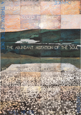 Imants Tillers The Last God, 2020; synthetic polymer paint, gouache on 32 canvasboards, nos. 111612 – 111643; 203.2 x 142.2 cm; enquire