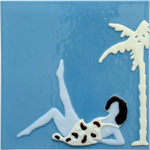 Kathy Temin Frozen Moment: Posing, 5, 2002; fused glass; 31 x 31 cm; enquire