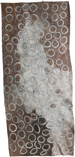 Nyapanyapa Yunupiŋu untitled, 2018; 1064-18; natural earth pigments on bark; 168 x 77 cm; enquire