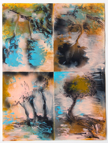 Tony Clark Four Sections from Clark’s Myriorama (uncut), 2011; acrylic and permanent marker ink on prepared paper; 74 x 60 cm; Enquire