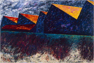 Mandy Martin Factories 1, 1981; oil on canvas; 120 x 180 cm; enquire