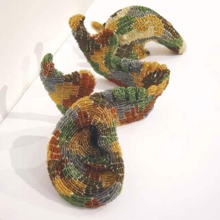 The Armory Show Fiona Hall, 2003; from the series Earth Tones; glass beads, wire, 2 pieces (ear and jaw); Dimensions variable; enquire