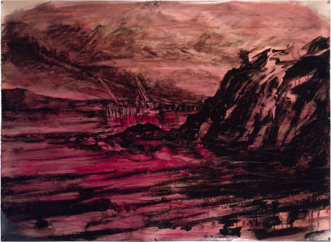 Mandy Martin Drawing for Folly, 1988; enamel paint, pigment and acrylic binder on craft paper; 113 x 155 cm; enquire