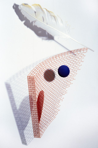 Neil Dawson Impact, 1988; steel mesh, aluminium, plastic, epoxy paint; 180 x 110 x 75 cm; enquire