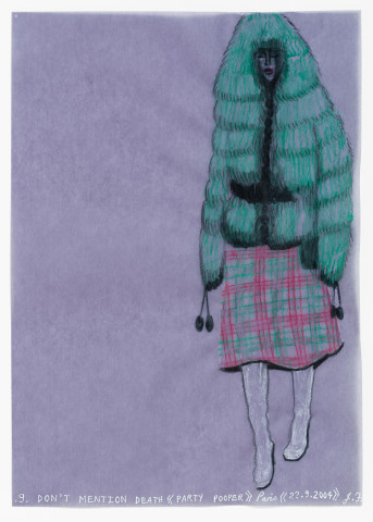 Jacqueline Fraser DON'T MENTION DEATH >, 2004; aquarelle on French calque paper; 30 x 21 cm; enquire