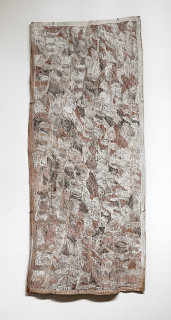 Nyapanyapa Yunupiŋu Borum, 2012; 4181K; natural earth pigments on bark; 164 x 73 cm; enquire