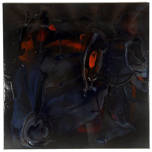 Dale Frank 19. The Unattended Funeral where you can change the world now you can afford the right address, 2007; varnish on canvas; 200 x 200 cm; enquire