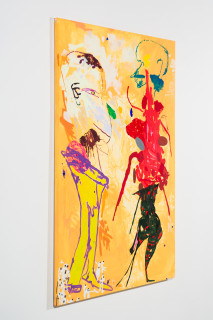 Tom Polo double dance, 2026; acrylic and Flashe on polycotton; 182 x 138 cm; enquire