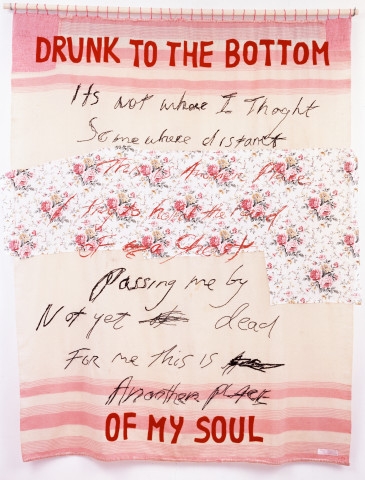 Tracey Emin DRUNK TO THE BOTTOM OF MY SOUL, 2002; appliqué blanket with embroidery; 198 x 160 cm; enquire